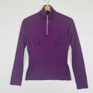 Athleta Quarter Zip Shirt Women Small Burgundy Gathered‎ Active Gorpcore Running